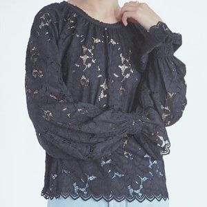 Free People Olivia Lace Tee in black
